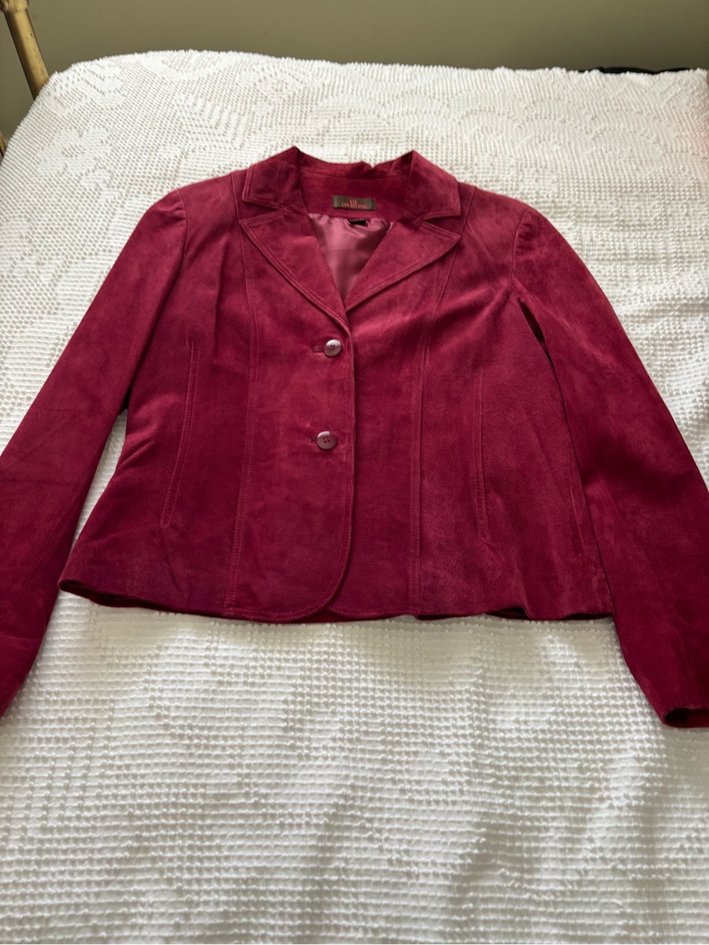 Danier Genuine Suede Leather Blazer Jacket Burgundy Wine Size M